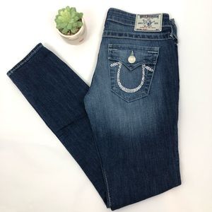 True Religion Skinny W Flap Crystal Logo Jeans